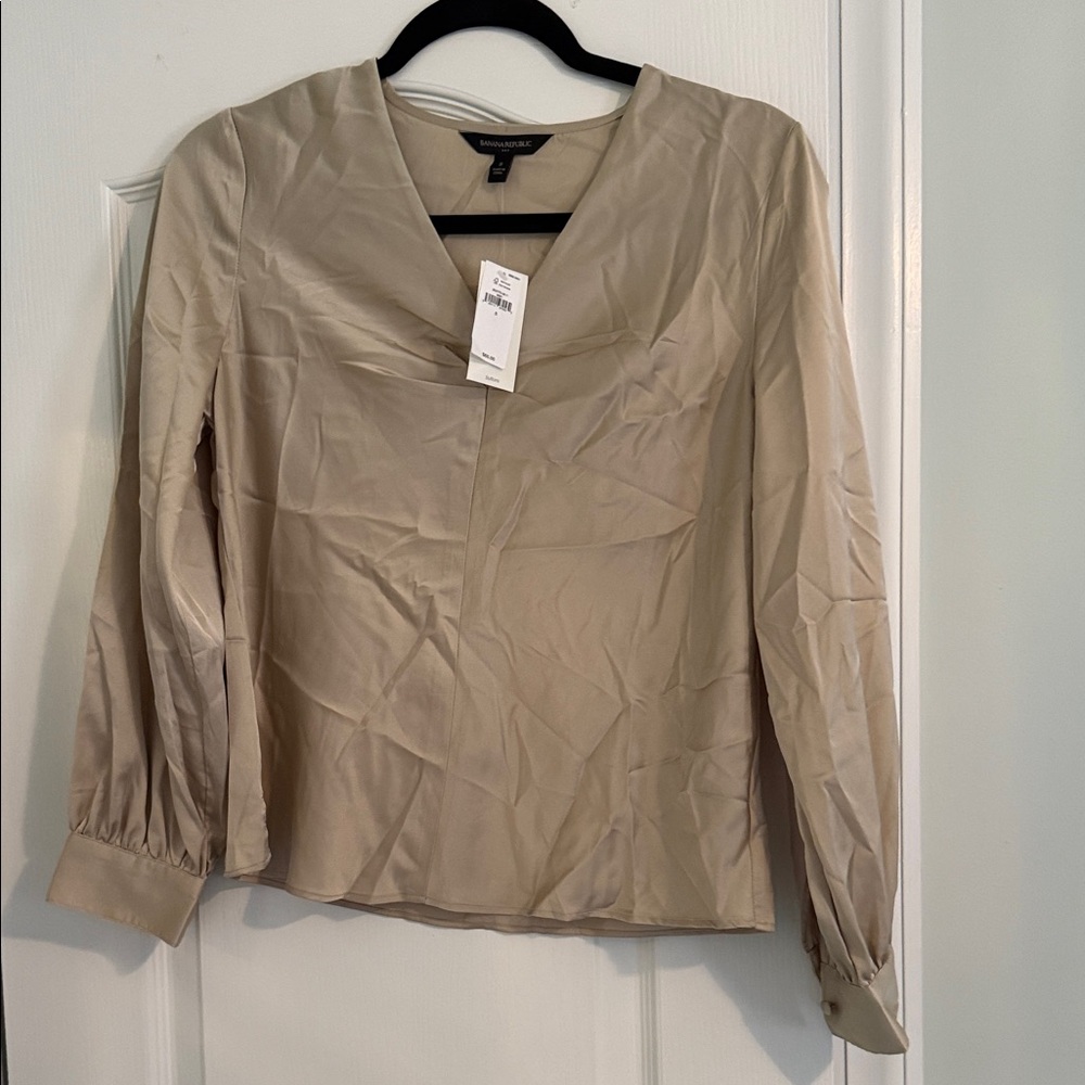 Banana Republic Tan Long Sleeve Blouse